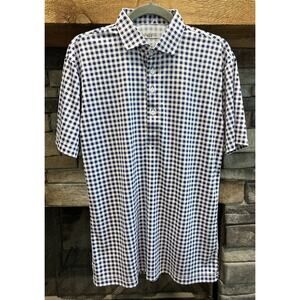 Men's Blue Checkered Polo Shirt